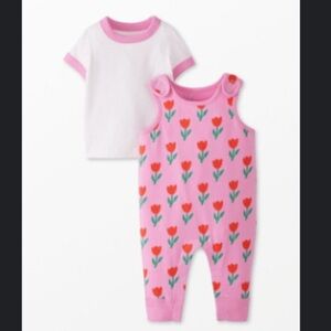 Hanna Andersson Pink and Red Tulip Overall Set
